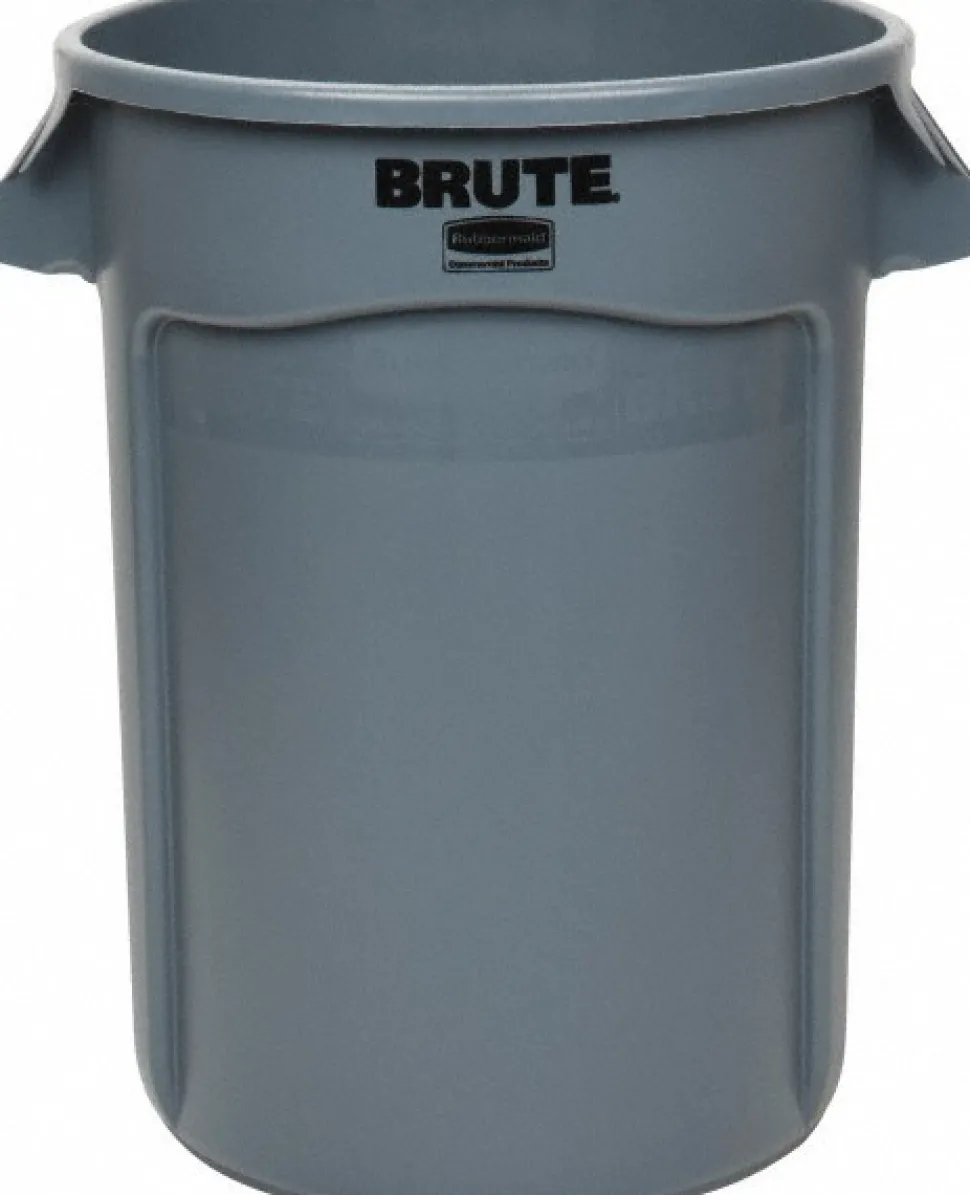 BRUTE 32 Gal Vented Trash Container, Gray