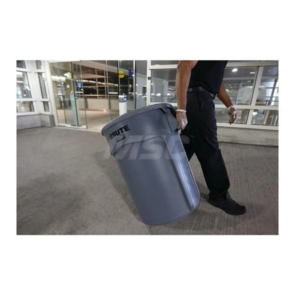 BRUTE 55 Gal Vented Trash Container, Gray
