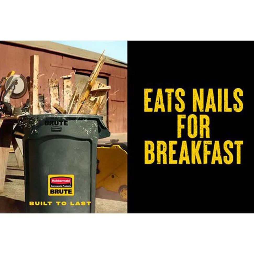 BRUTE 44G Vented Trash Container, Gray