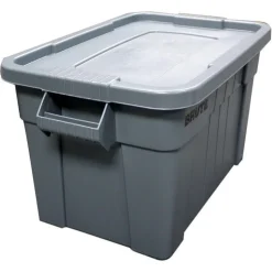 BRUTE Tote Storage Container with Lid-included, 20-Gallon, Gray, Rugged/Reusable Boxes