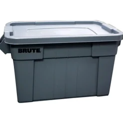 BRUTE Tote Storage Container with Lid-included, 20-Gallon, Gray, Rugged/Reusable Boxes