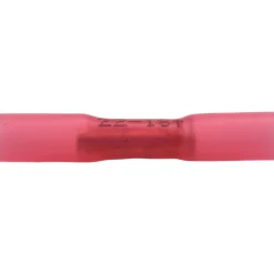 Butt Splice Terminal: Crimp-On, Red, 22/18 AWG, Fully Insulated, Heat Shrink