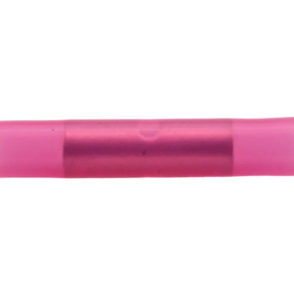 Butt Splice Terminal: Crimp-On, Red, 22/18 AWG, Fully Insulated, Nylon