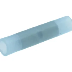 Butt Splice Terminal: Crimp-On, Blue, 16/14 AWG, Fully Insulated, Nylon