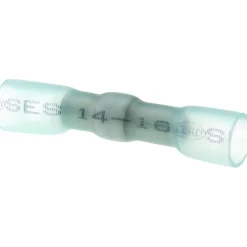 Butt Splice Terminal: Crimp-On, Blue, 16/14 AWG, Heat Shrink & Polyolefin