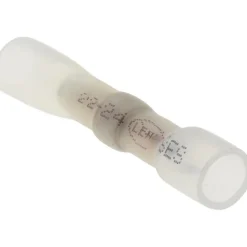 Butt Splice Terminal: Crimp-On, Clear, 24/22 AWG, Heat Shrink & Polyolefin