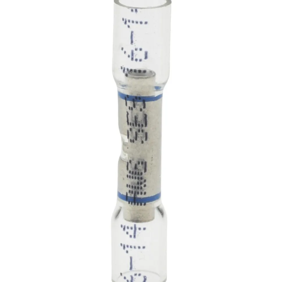 Butt Splice Terminal: Crimp-On, Clear, 16/14 AWG, Fully Insulated, Heat Shrink & Ionic Polymer