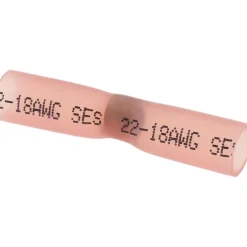 Butt Splice Terminal: Solder, Red, 22/18 AWG, Heat Shrink & Polyolefin