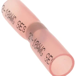 Butt Splice Terminal: Solder, Red, 22/18 AWG, Heat Shrink & Polyolefin
