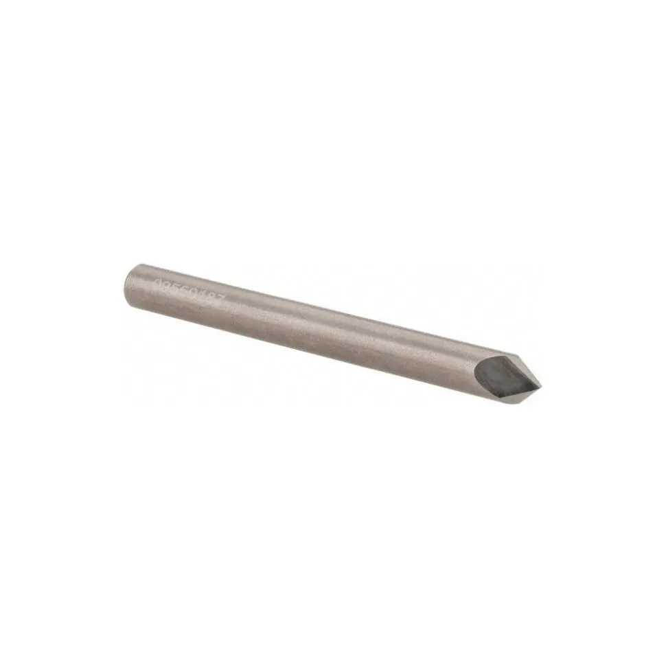 Chamfer Mill: 1/4" Dia, 1/4" Shank Dia, 90.00 deg, 2 Flute, Solid Carbide, Single End