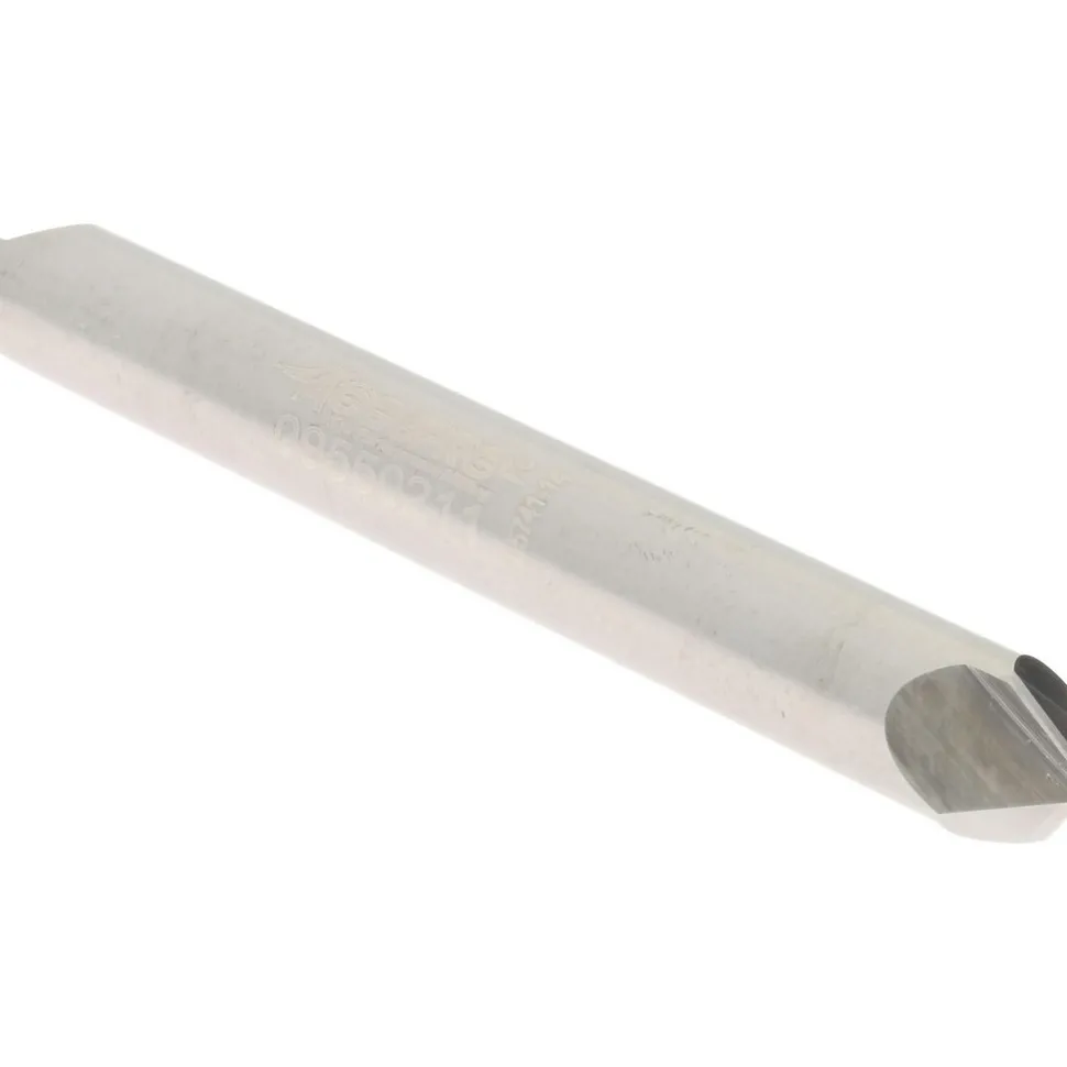 Chamfer Mill: 1/4" Dia, 1/4" Shank Dia, 90.00 deg, 2 Flute, Solid Carbide, Double End