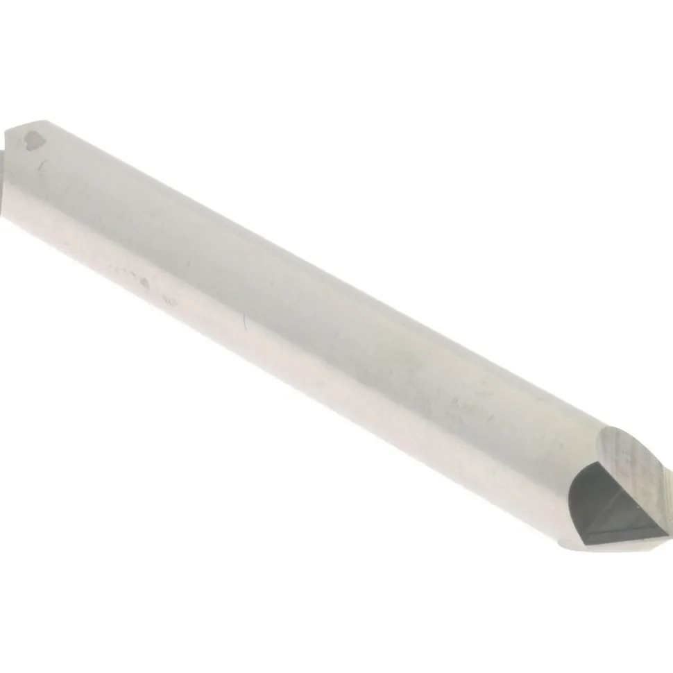 Chamfer Mill: 1/4" Dia, 1/4" Shank Dia, 90.00 deg, 2 Flute, Solid Carbide, Double End