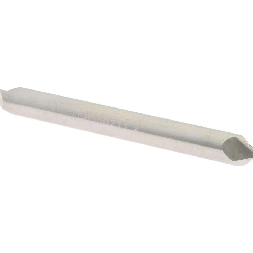 Chamfer Mill: 1/4" Dia, 1/4" Shank Dia, 90.00 deg, 2 Flute, Solid Carbide, Double End
