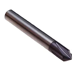 Chamfer Mill: 1/4" Dia, 1/4" Shank Dia, 90.00 deg, 4 Flute, Solid Carbide, Single End