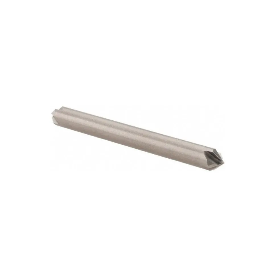 Chamfer Mill: 1/4" Dia, 1/4" Shank Dia, 90.00 deg, 4 Flute, Solid Carbide, Double End