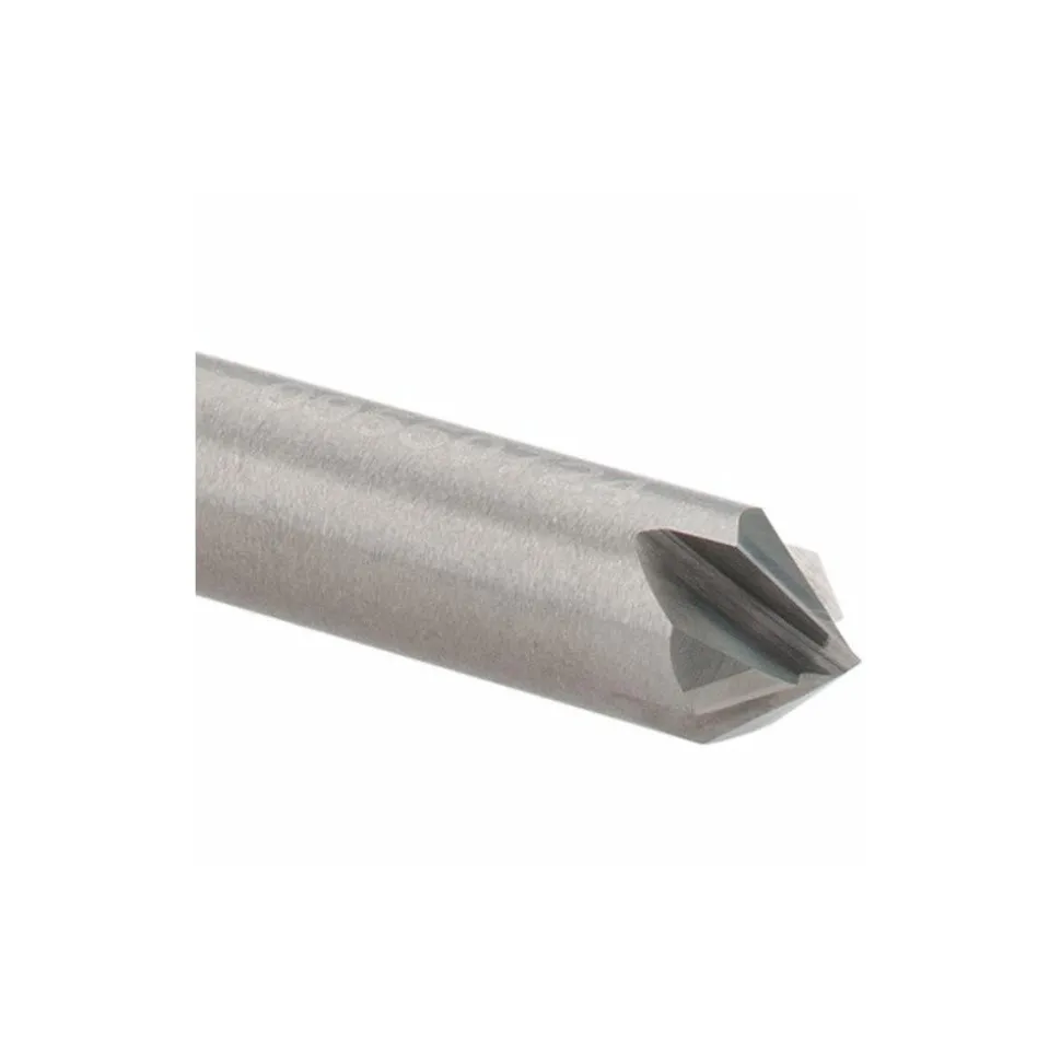 Chamfer Mill: 1/4" Dia, 1/4" Shank Dia, 90.00 deg, 4 Flute, Solid Carbide, Double End