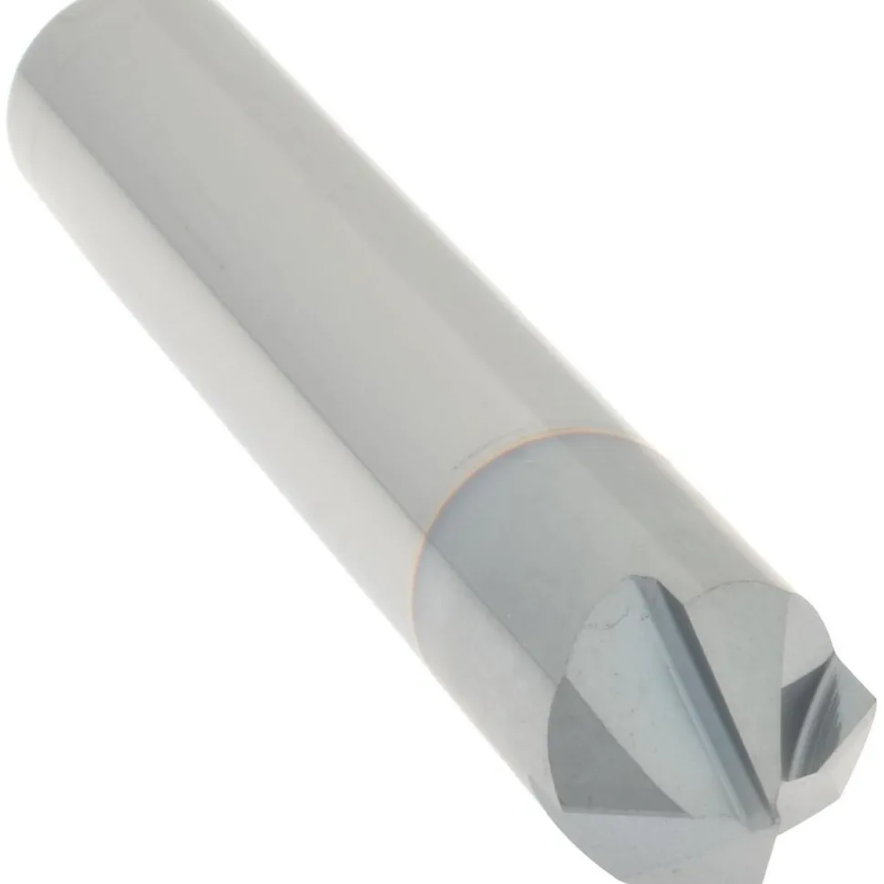 Chamfer Mill: 3/8" Dia, 3/8" Shank Dia, 90.00 deg, 4 Flute, Solid Carbide, Single End
