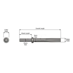 Chipping Hammer: Flat, 1" Head Width, 12" OAL