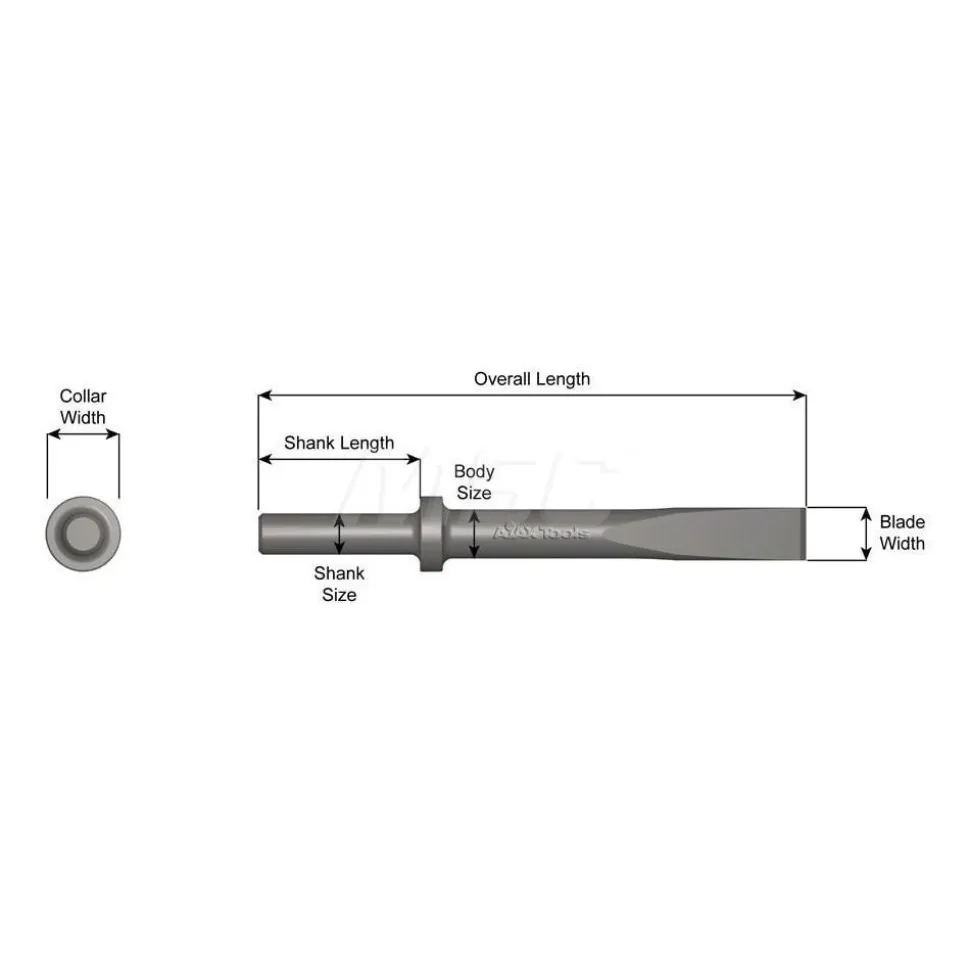 Chipping Hammer: Flat, 1" Head Width, 18" OAL