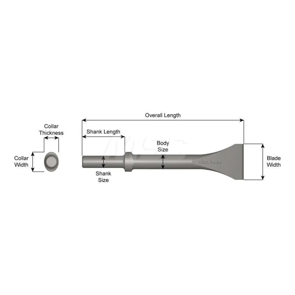 Chipping Hammer: Scaling, 2" Head Width, 12" OAL