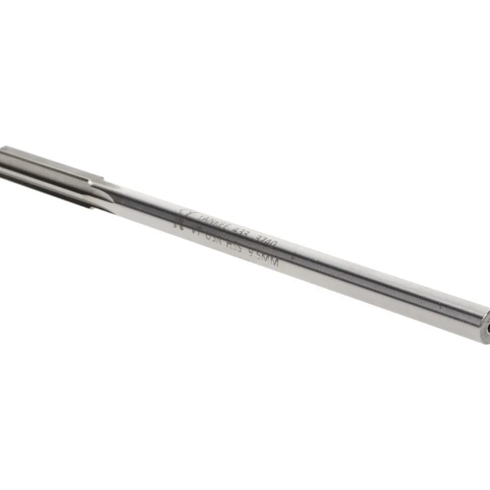 Chucking Reamer: 9.50 mm Dia, 7" OAL, 1-3/4" Flute Length, Straight Flute, Straight-Cylindrical Shank, HSS
