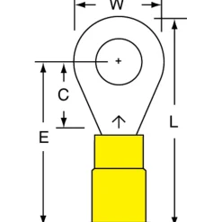 Circular Ring Terminal: Partially Insulated, 12 to 10 AWG, Crimp Connection
