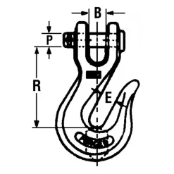 Clevis Hook: Grade 70 Chain, 4100 lb, 5/16" Throat, Alloy Steel