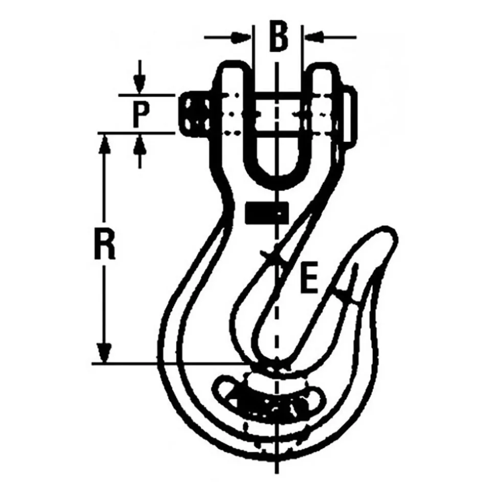 Clevis Hook: Grade 70 Chain, 4100 lb, 5/16" Throat, Alloy Steel