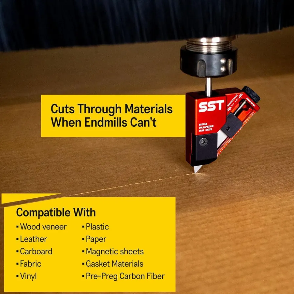 CNC Machine Components & Accessories: Type: Drag Knife; Contents: Stanley HSS Blade Included, CNC Drag Knife Body; For Use With: CNC Machines; Material: Anodized Aluminum, 6061 Aluminum