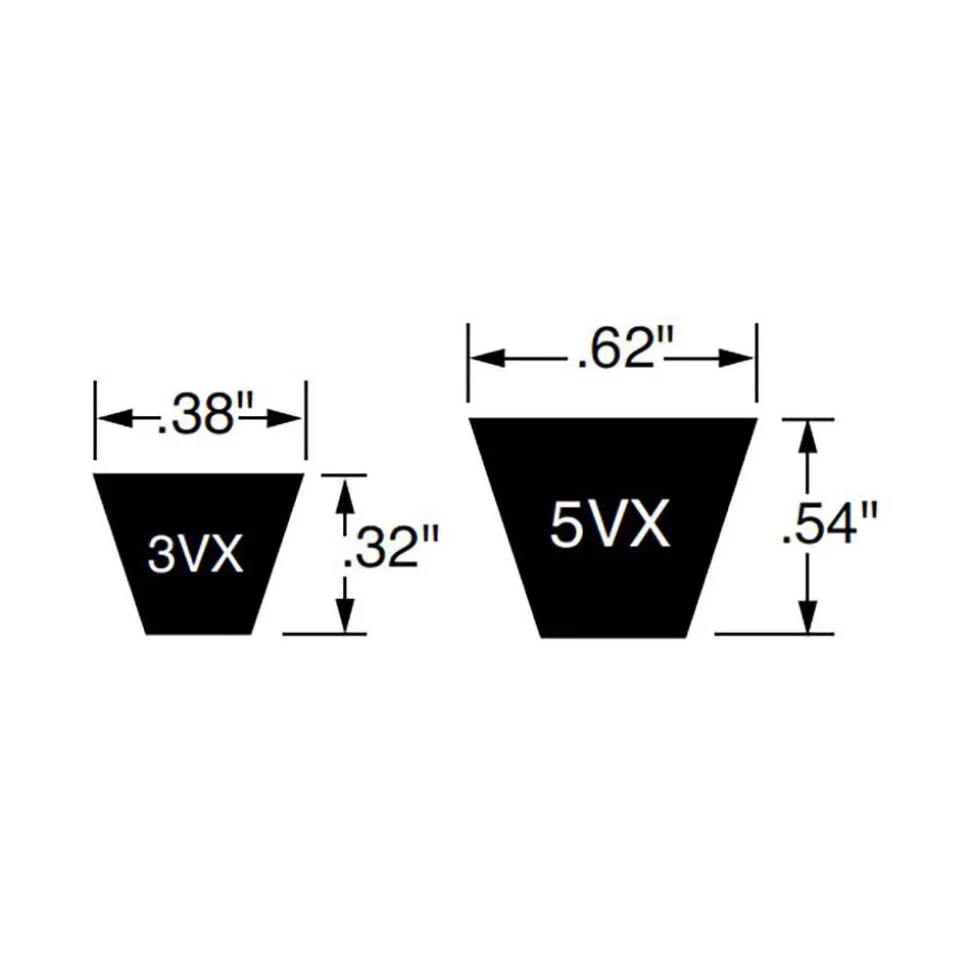 Cogged & Narrow V-Belt: Section 3VX, 53.0000" Outside Length, 3/8" Belt Width