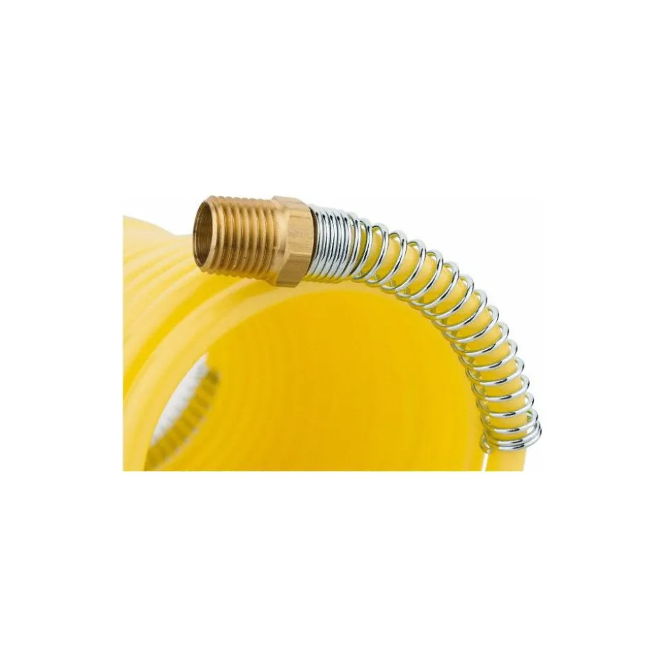 Coiled & Self Storing Hose: 1/4" ID, 12' Long, Male Rigid x Male Swivel