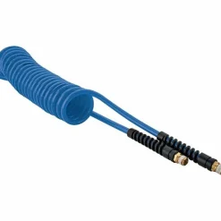 Coiled & Self Storing Hose: 1/4" ID, 15' Long, Male Swivel x Male Swivel