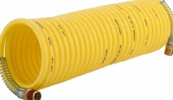Coiled & Self Storing Hose: 1/4" ID, 25' Long, Male Rigid x Male Swivel