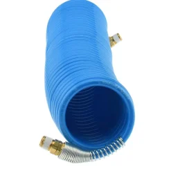Coiled & Self Storing Hose: 1/4" ID, 25' Long, Male Swivel x Male Swivel