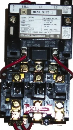 110 Coil VAC at 50 Hz, 120 Coil VAC at 60 Hz, 27 Amp, NEMA Size 1, Nonreversible Open Enclosure NEMA Motor Starter