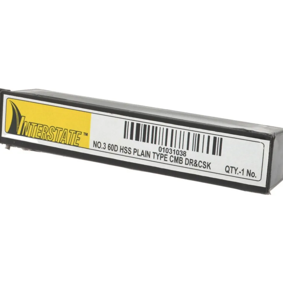Combination Drill & Countersink: #3, 1/4" Body Dia, High-Speed Steel