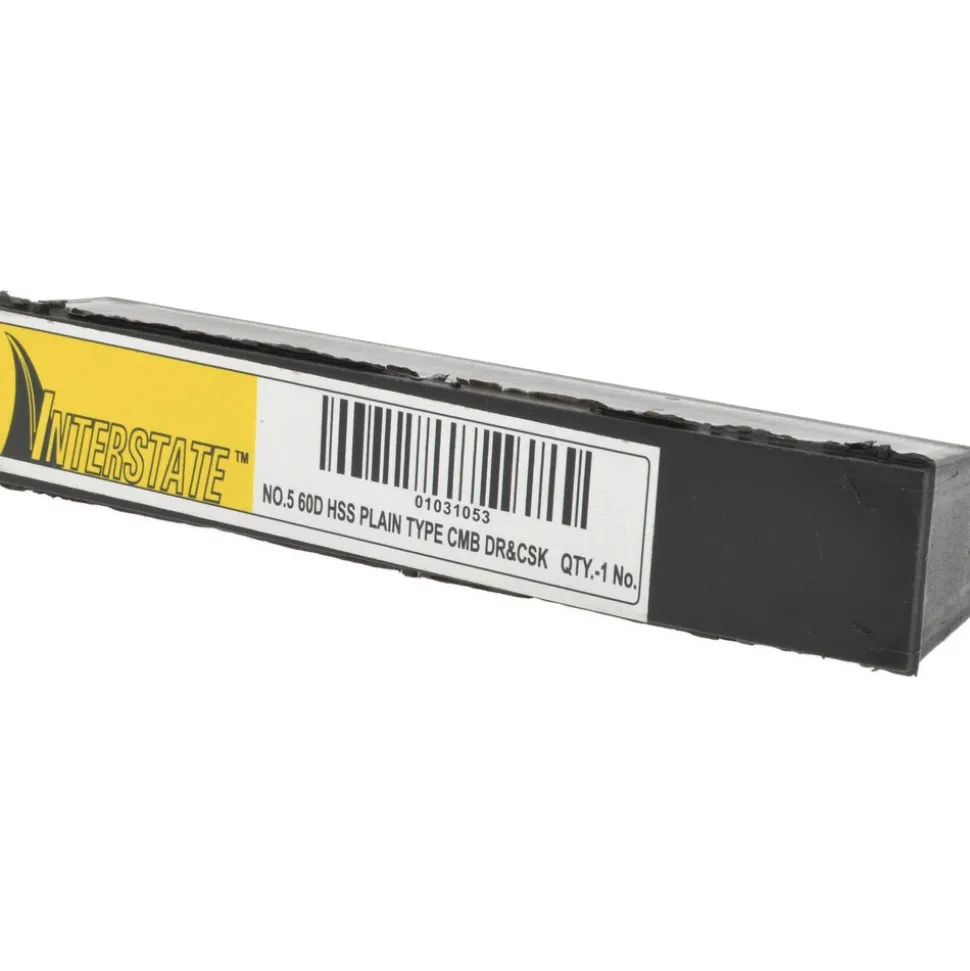 Combination Drill & Countersink: #5, 7/16" Body Dia, High-Speed Steel