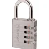 Combination Lock: Aluminum, 1-9/16" Wide, Chrome-Plated