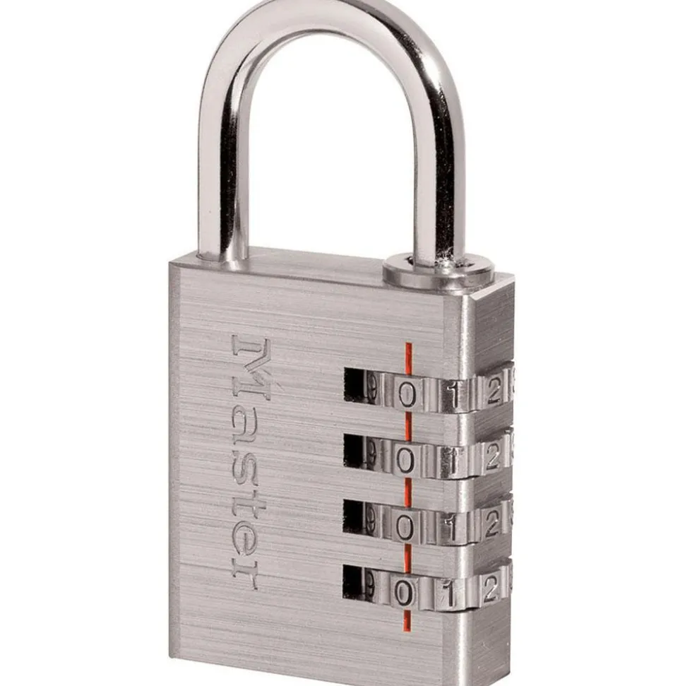 Combination Lock: Aluminum, 1-9/16" Wide, Chrome-Plated