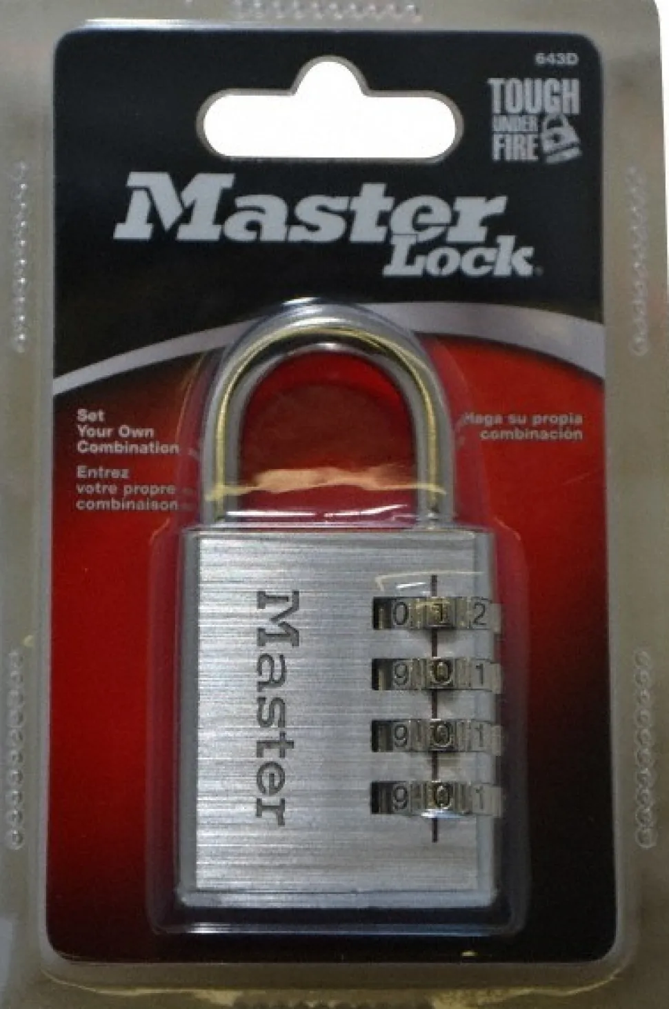 Combination Lock: Aluminum, 1-9/16" Wide, Chrome-Plated