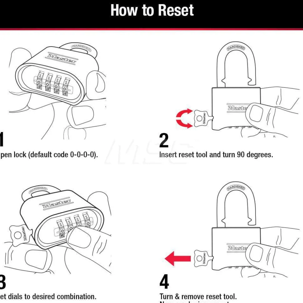 Combination Lock: Brass & Steel, 2" Wide