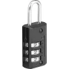 Combination Lock: Die-Cast Zinc, 1-3/16" Wide, Black Finish