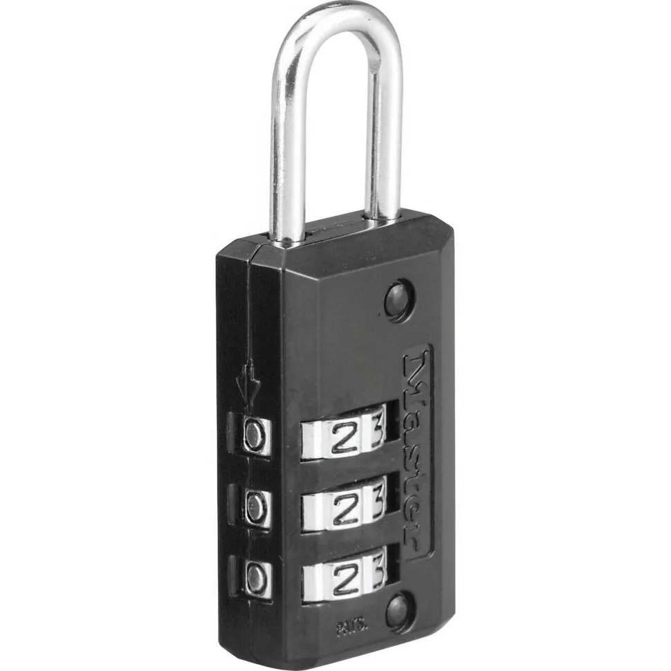 Combination Lock: Die-Cast Zinc, 1-3/16" Wide, Black Finish
