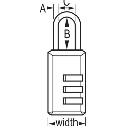 Combination Lock: Die-Cast Zinc, 1-3/16" Wide, Black Finish