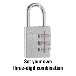 Combination Lock: Die-Cast Zinc, 1-3/16" Wide, Nickel-Plated