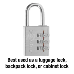 Combination Lock: Die-Cast Zinc, 1-3/16