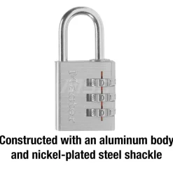 Combination Lock: Die-Cast Zinc, 1-3/16