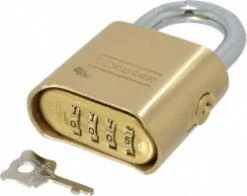 Combination Lock: Solid Brass, 2" Wide