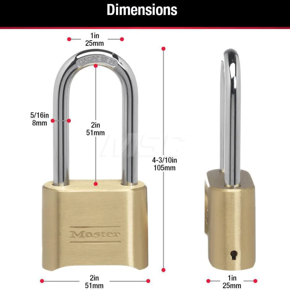 Combination Lock: Solid Brass, 2" Wide
