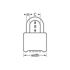 Combination Lock: Zinc, 3" High, 2" Wide, Powder Coated